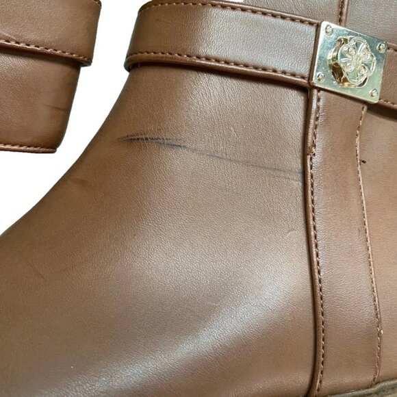 CHARTER CLUB Jeneavva Ankle Zipper Faux Leather Booties Women Brown Size 6.5 - Picture 3 of 8